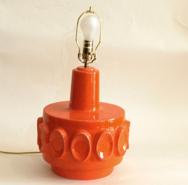 Ceramic 1970 ORANGE CERAMIC LAMP