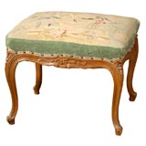 19th C. walnut stool covered in 18th C. tapestry