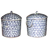 Antique Pair of Chinese Covered Ceramic Jars