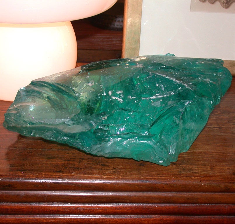 Transparent Green Glass Rock Natural Shape