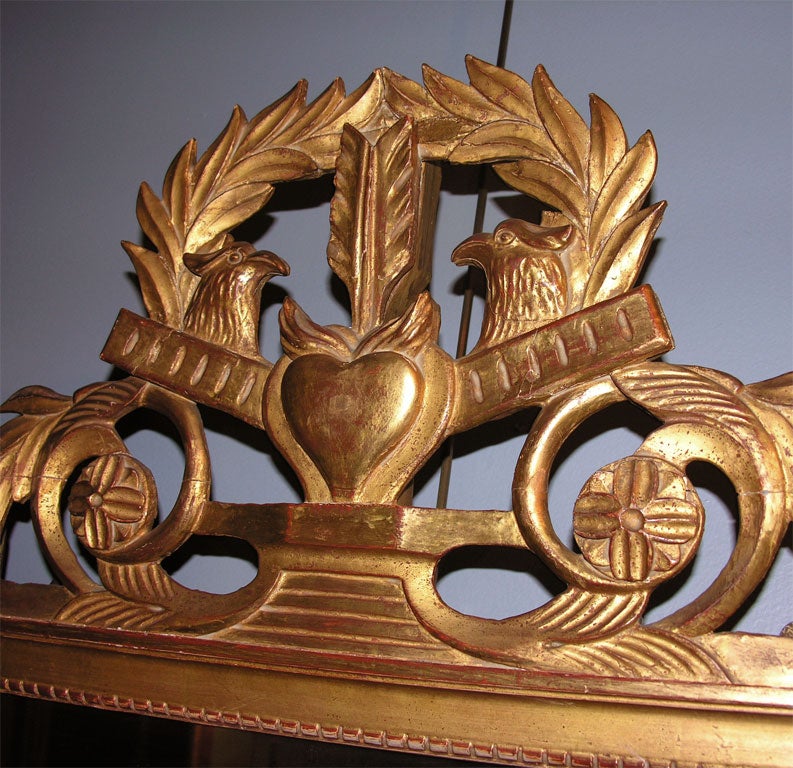Bois doré Miroir français en bois doré de style Louis XVI en vente