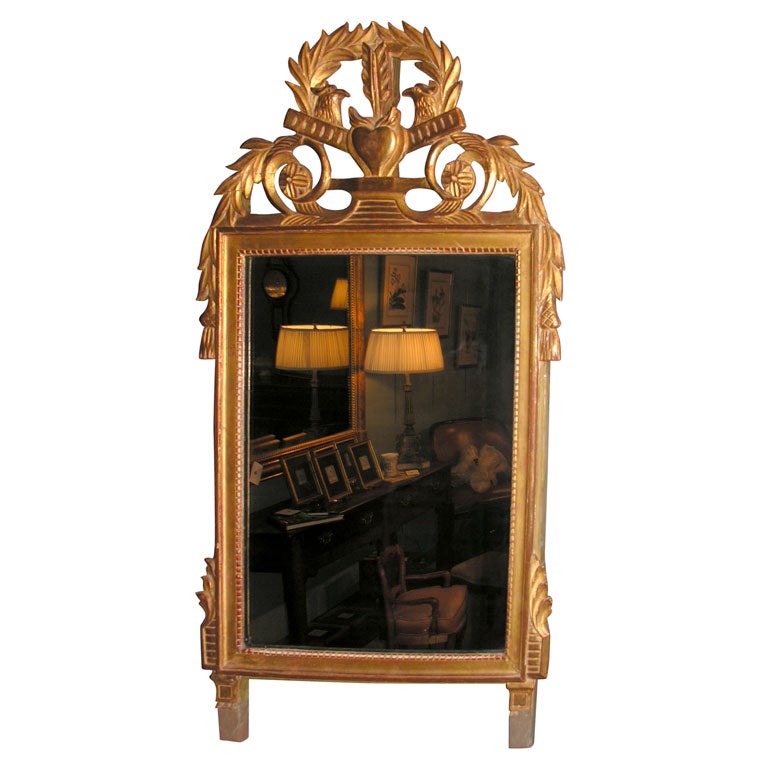 Miroir français en bois doré de style Louis XVI en vente