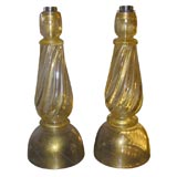 Pair of  lamps in gold murano glass