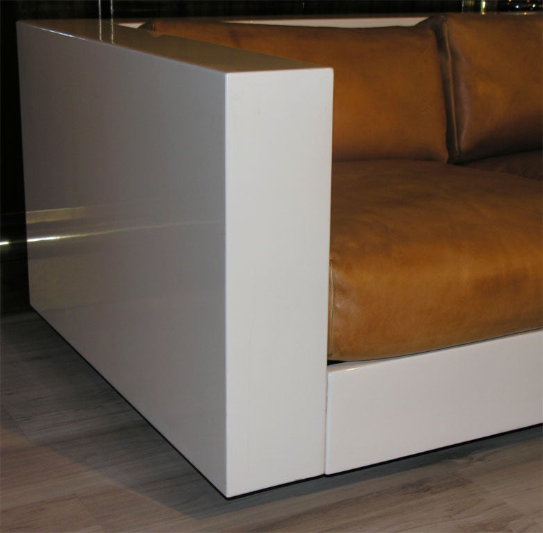 Cream Lacquer Sofa by Massimo Vignelli