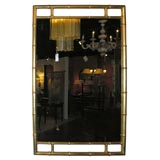 Carved Wood Motif Bamboo Gold Leaf Mirror, manner of James Mont
