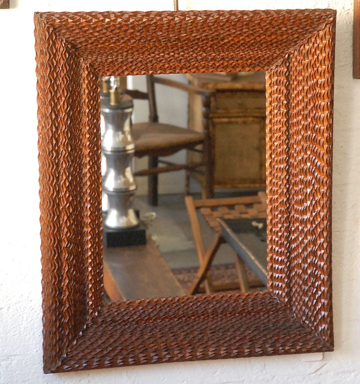 Tramp Art/Folk Art Frame with Mirror