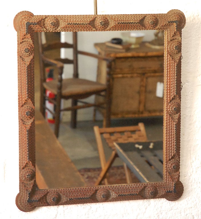 Tramp Art Frame with Mirror