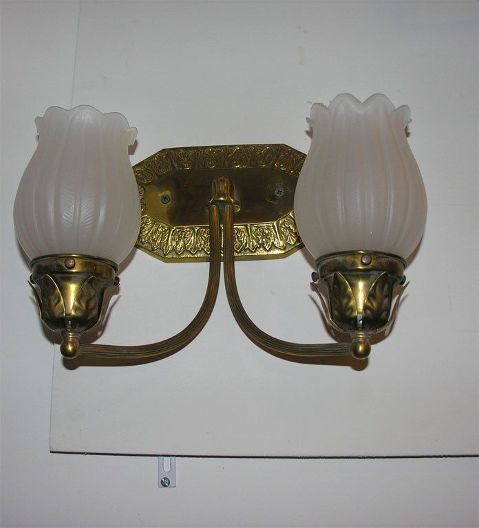 Group of 3 double arm sconces