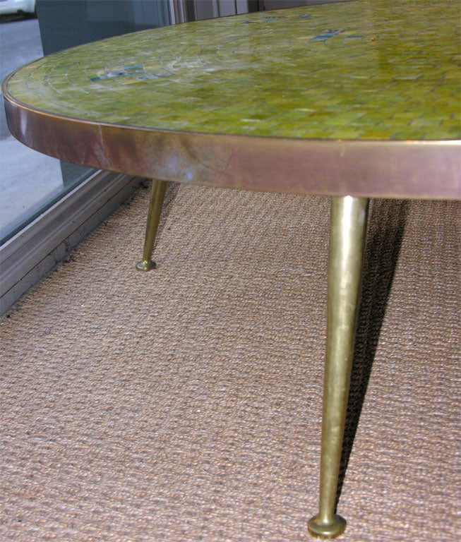 Tile and brass cocktail table