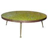 Tile and brass cocktail table