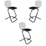 Pair of Chrome and Lucite Bar Stools