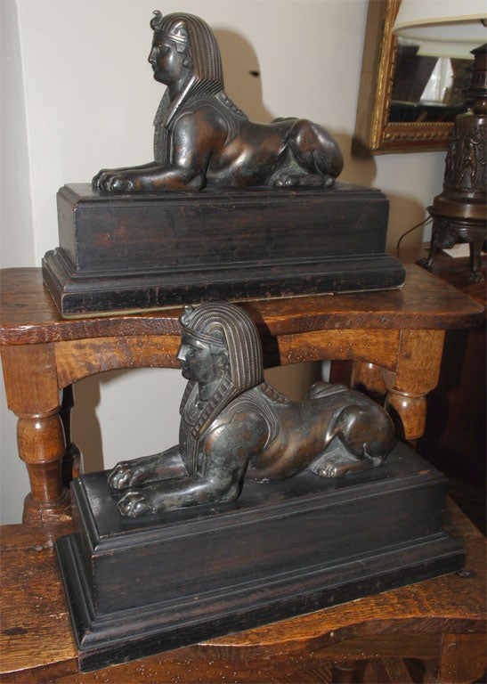 Italian A Pair of Patinated Bronze 
