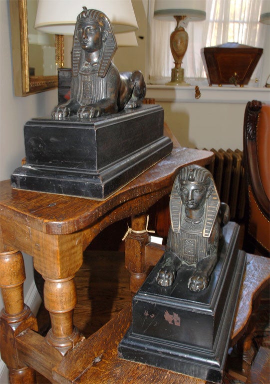 19th Century A Pair of Patinated Bronze 
