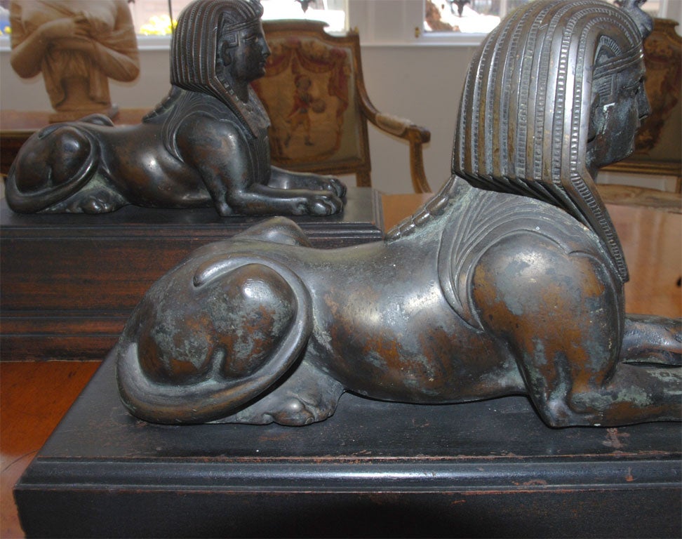 A Pair of Patinated Bronze 