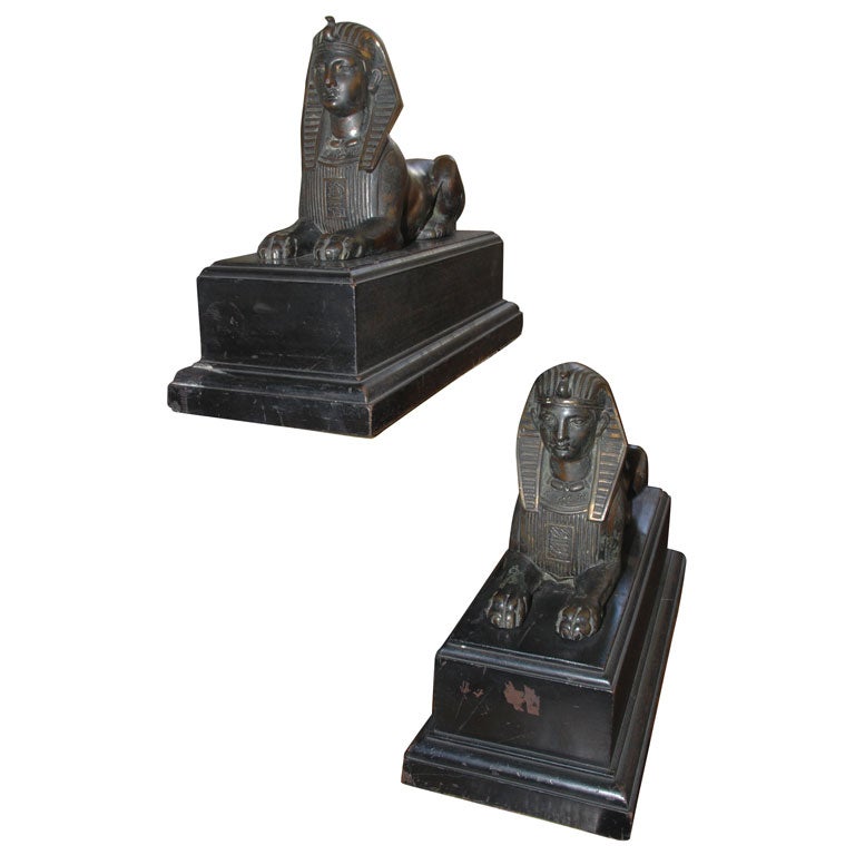 A Pair of Patinated Bronze "Grand Tour" Figures of Sphynx