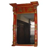 Regency Style Red-Japanned and Parcel-Gilt Mirror