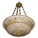 Italian carved dish shaped alabaster pendant fixture