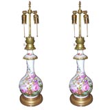 Pair Paris Porcelain oil lamps