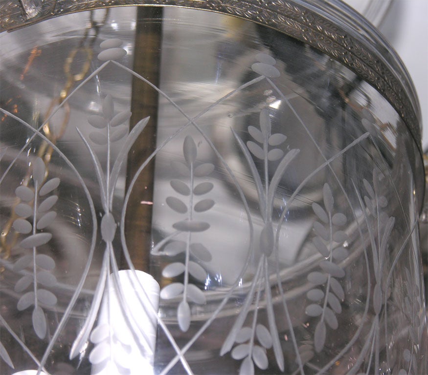 antique etched belljar lantern with glass knob