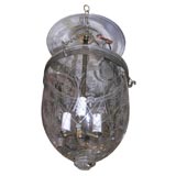 antique etched belljar lantern with glass knob