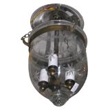 small antique belljar with star and drape etchings