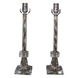 Pair of Glass Column Lamps Pair of Glass Column Lamps