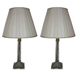 Neoclassical Style Glass Columnar Lamps