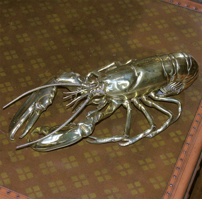 Impressive 19th c. Brass Double Inkwell in the Form of a Lobster