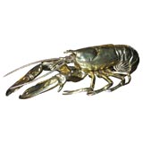 Antique Impressive 19th c. Brass Double Inkwell in the Form of a Lobster