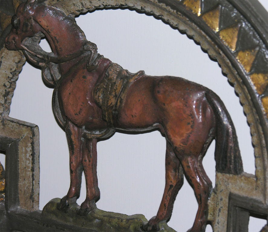 20th Century Equestrian Motif Painted Iron Stick/Umbrella Stand, c. 1900
