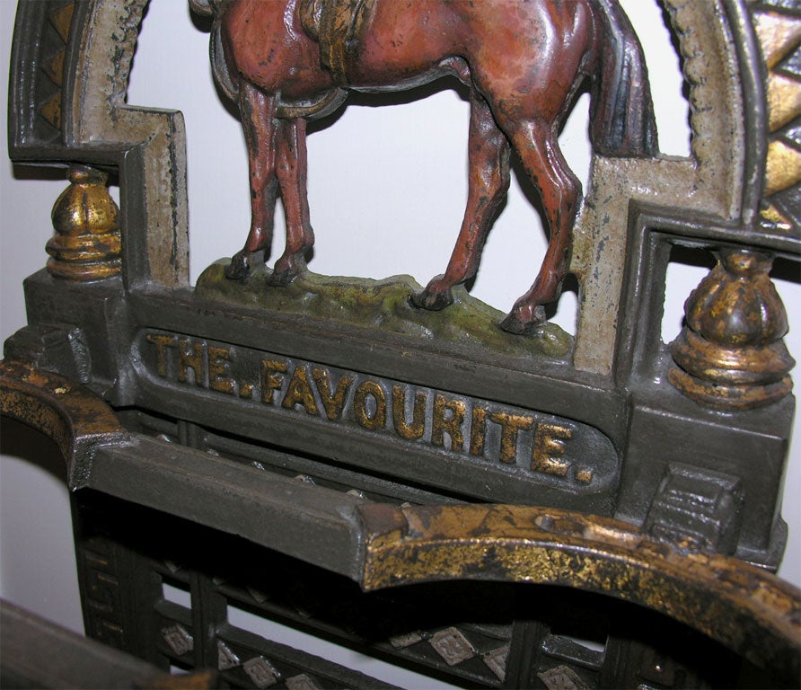 Equestrian Motif Painted Iron Stick/Umbrella Stand, c. 1900 1