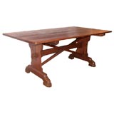 19th Century English Pine Trestle Dining Table