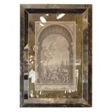 18th Century Italian Engraving in a Mirrored Frame