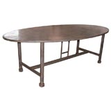 Oval Tin Topped Dining Table