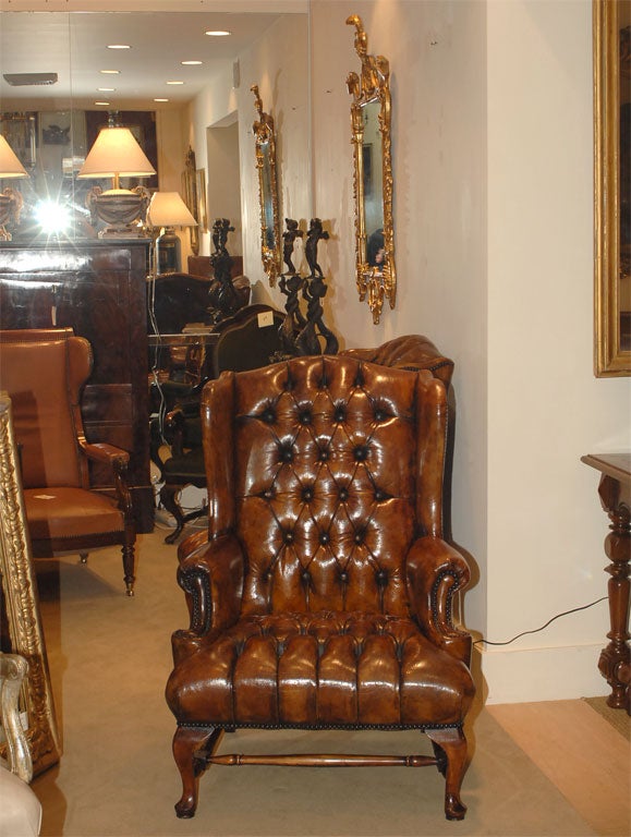 Pair of Leather Wing Chairs