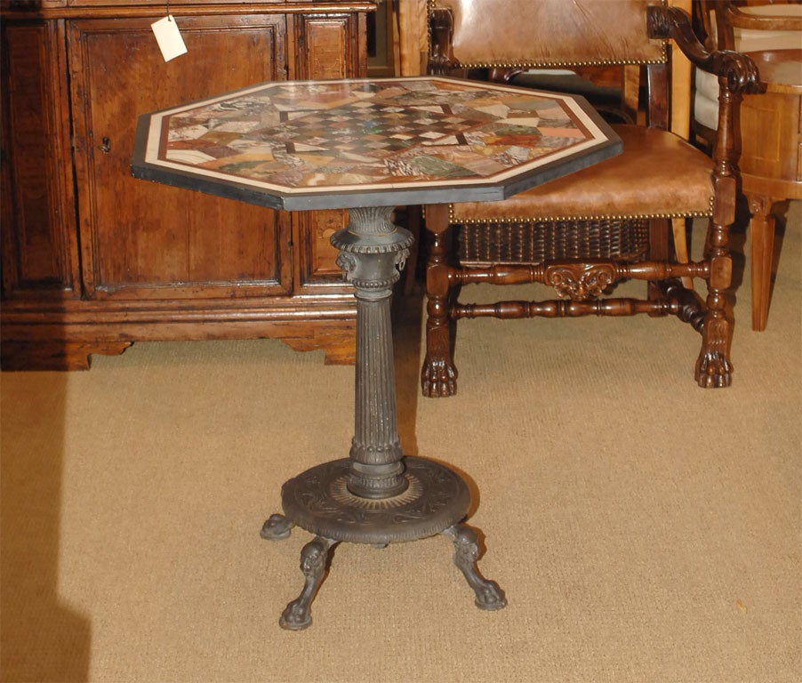 Italian Octagonal Specimen Marble Game table