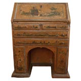 Antique Decoupage Slant Front Bureau