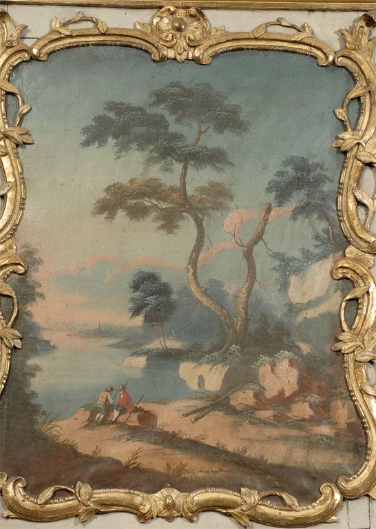 Canvas Transitional Period Trumeau with Landscape Scene, circa 1760 For Sale