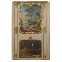 Antique Transitional Period Trumeau with Landscape Scene, circa 1760
