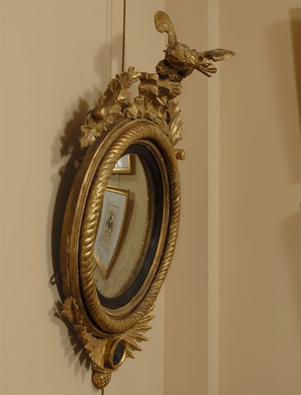 English Regency Black-Painted and Gilt Convex Mirror, c. 1820 1