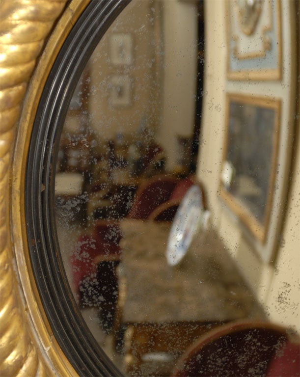 English Regency Black-Painted and Gilt Convex Mirror, c. 1820 4