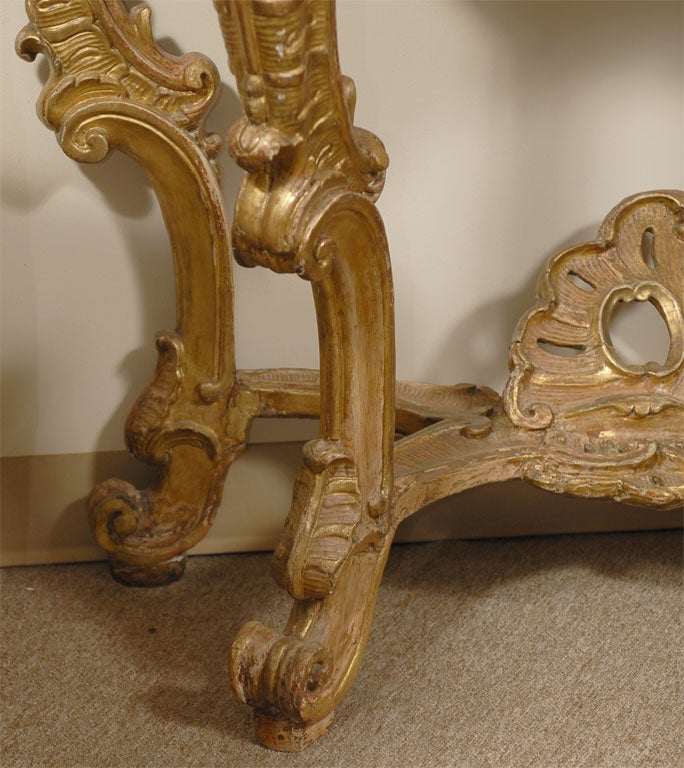 Northern Italian Rococo Giltwood Console with Marble Top, circa 1740 For Sale 3
