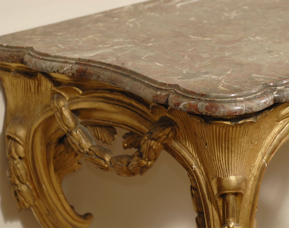 Transitional Gilt-Wood Console with Original Marble Top, c. 1770 4