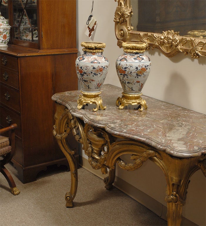 Pair French Ormolu-mounted Chinese Export Vases, c. 1760