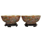 Pair Chinese Export Punch Bowls in Mandarin Palate, c. 1780
