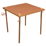 Vintage Leather topped Bridge / game table by Jacques Adnet