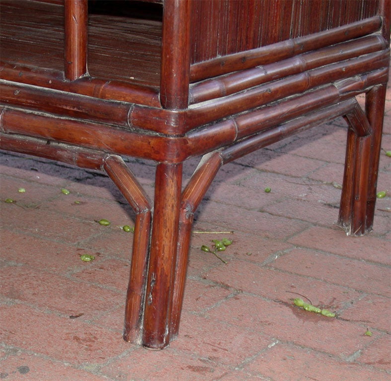 Late 19thC Q'ing Dynasty Jiangsu Slatted Bamboo Kitchen Cabinet   In Excellent Condition For Sale In East Hampton, NY