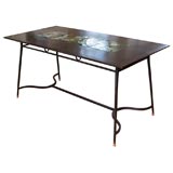 Vintage Sensational Ceramic and Dark Wood Desk/Table
