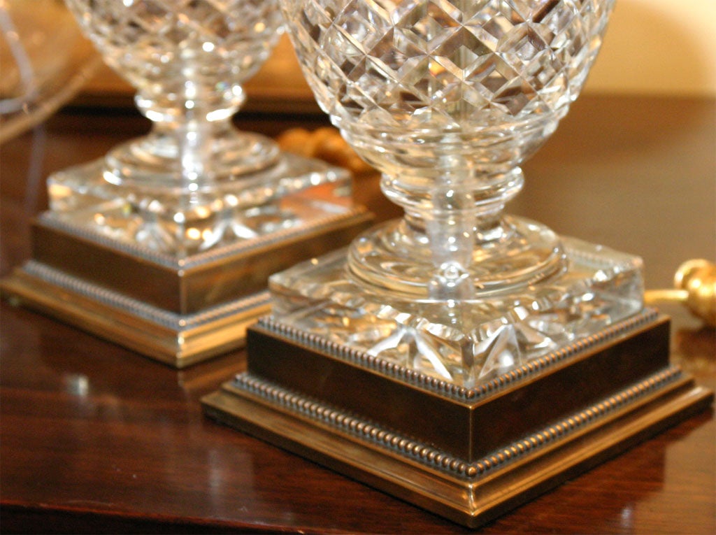 Pair of Bohemian Cut Crystal lamps 3