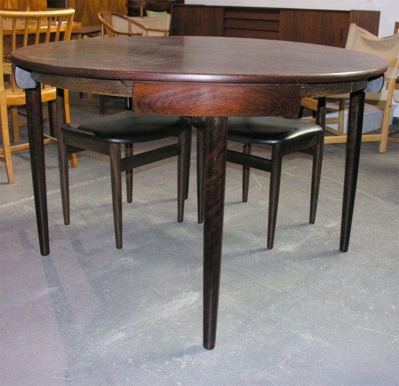 Rosewood Dining Table with Nested Dining Chairs by Hans Olsen 1